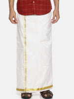 Thumbnail for Sethukrishna White Solid Readymade Dhoti For Men - Distacart