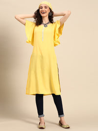 Thumbnail for Sangria Women Flutter Sleeves Gotta Work Straight Kurta - Distacart