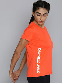 Thumbnail for HRX by Hrithik Roshan Women Orange Typography Printed T-shirt - Distacart