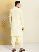 Thumbnail for House of Pataudi Men Jashn Embroidered Regular Thread Work Pure Cotton Kurta with Patiala - Distacart