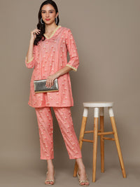 Thumbnail for HERE&NOW Orange Floral Printed A-Line Kurta Set - Distacart