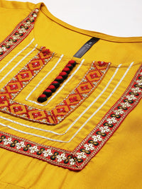 Thumbnail for HERE&NOW Floral Yoke Design Regular Thread Work Kurta with Trousers & With Dupatta - Distacart