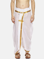 Thumbnail for Sethukrishna Men White Solid Readymade Dhoti - Distacart