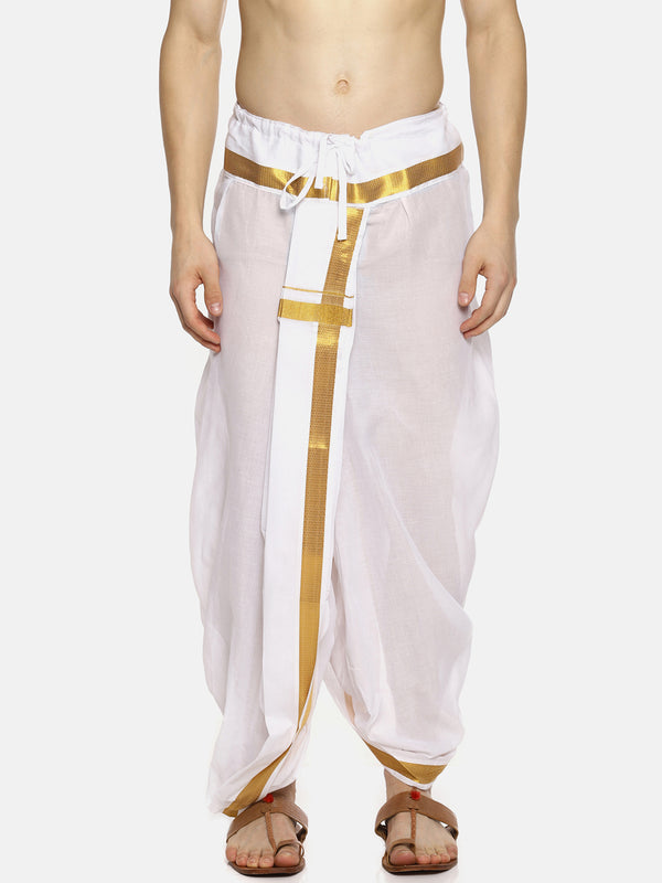 Sethukrishna Men White Solid Readymade Dhoti - Distacart