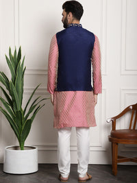 Thumbnail for Sojanya Woven Design Mandarin Collar Kurta with Churidar & Nehru Jacket - Distacart