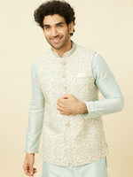 Thumbnail for Manyavar Solid Kurta and Pyjamas with Nehru Jacket - Distacart