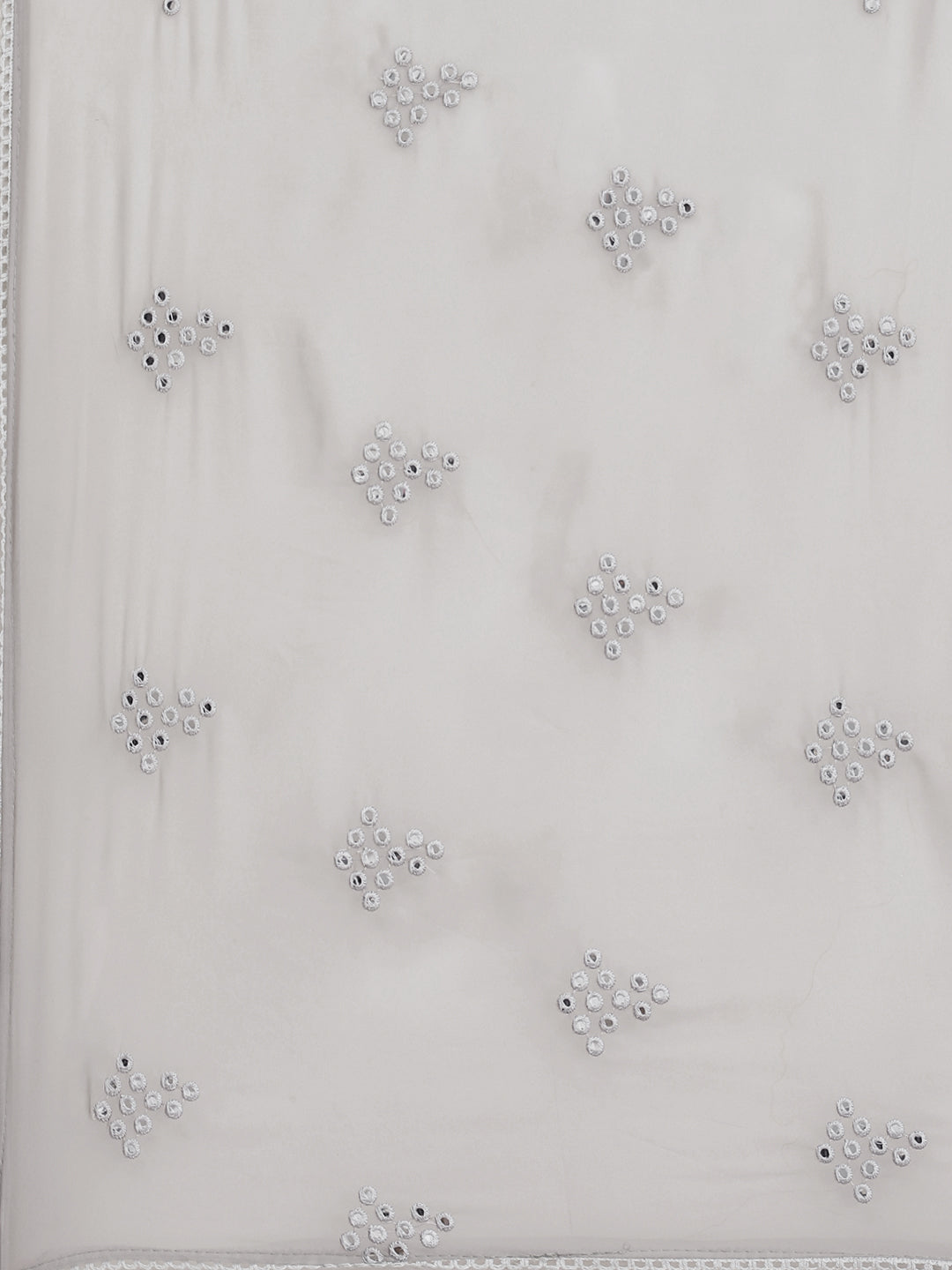 Tikhi Imli Grey Embroidered Mirror-Work Saree - Distacart