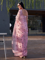 Thumbnail for Tikhi Imli Floral Mirror Work Organza Saree - Distacart