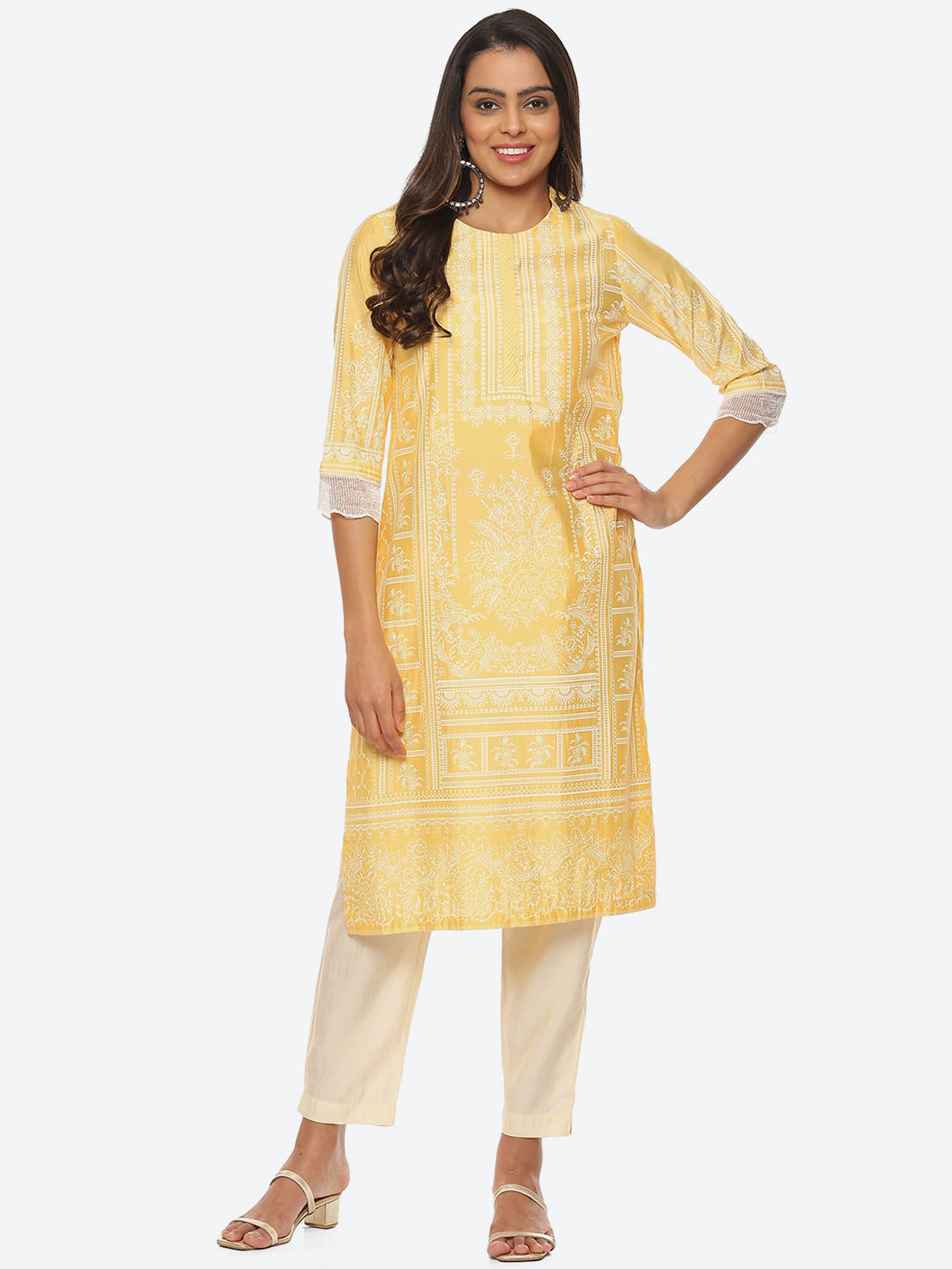 Biba Women Ethnic Motifs Printed Straight Kurta - Distacart