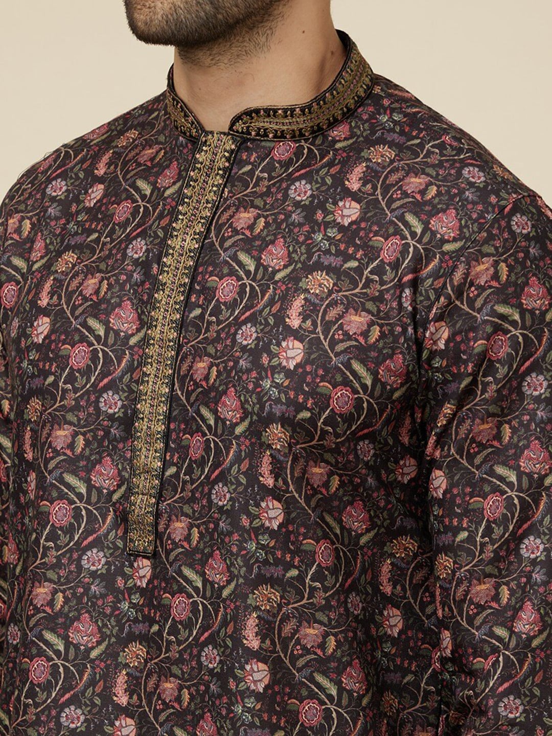 Manyavar Floral Printed Regular Kurta with Churidar - Distacart