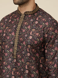 Thumbnail for Manyavar Floral Printed Regular Kurta with Churidar - Distacart