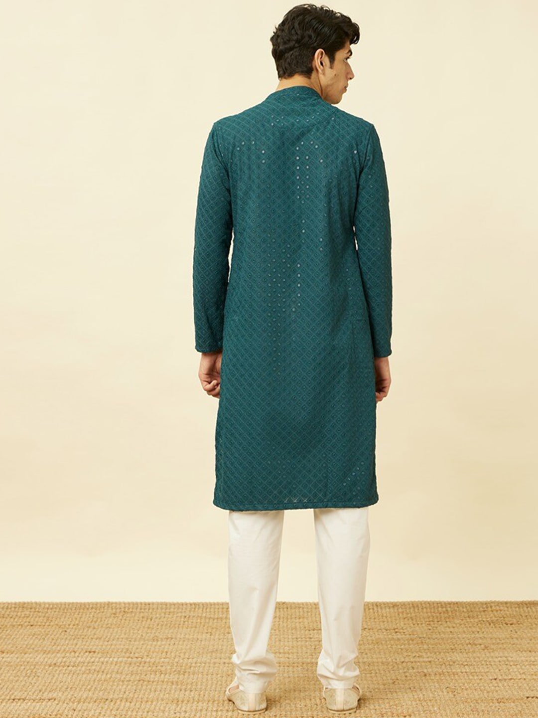 Manyavar Ethnic Motifs Embroidered Sequinned Kurta with Pyjamas - Distacart