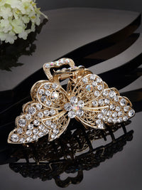 Thumbnail for Panash Women Gold-Toned & White Embellished Claw Clip - Distacart