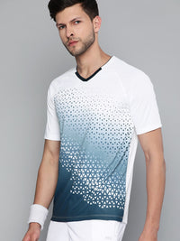 Thumbnail for HRX By Hrithik Roshan Racketsport Men Optic White Rapid-Dry Abstract Tshirts - Distacart
