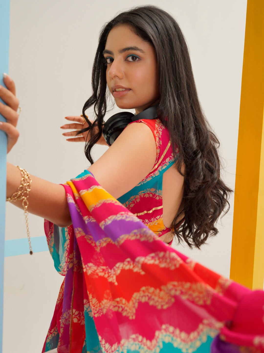 Tikhi Imli Leheriya Gotta Patti Saree - Distacart