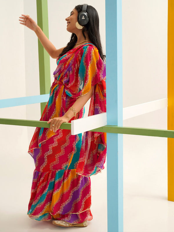 Tikhi Imli Leheriya Gotta Patti Saree - Distacart