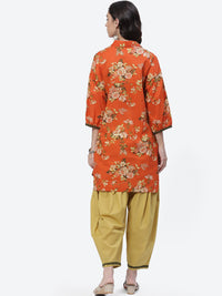 Thumbnail for Biba Women Orange Floral Printed Pure Cotton Kurti with Salwar - Distacart