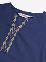 Thumbnail for Biba Women Navy Blue Solid Kurta with Palazzos - Distacart