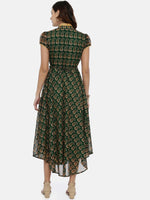 Thumbnail for Souchii Green Printed A-Line Dress - Distacart