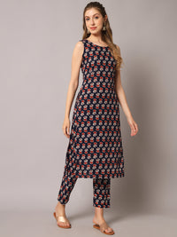 Thumbnail for Kalini Floral Printed Round Neck Gotta Patti Straight Kurta With Trousers & Dupatta - Distacart