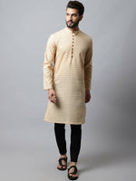 Thumbnail for Even Apparels Beige Color Pure Cotton Men's Kurta With Side Placket (CHK1200) - Distacart