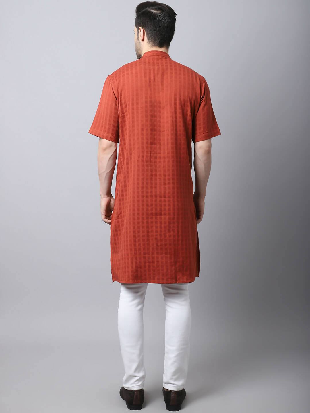 Even Apparels Red Pure Cotton Kurta With Band Collar - Distacart
