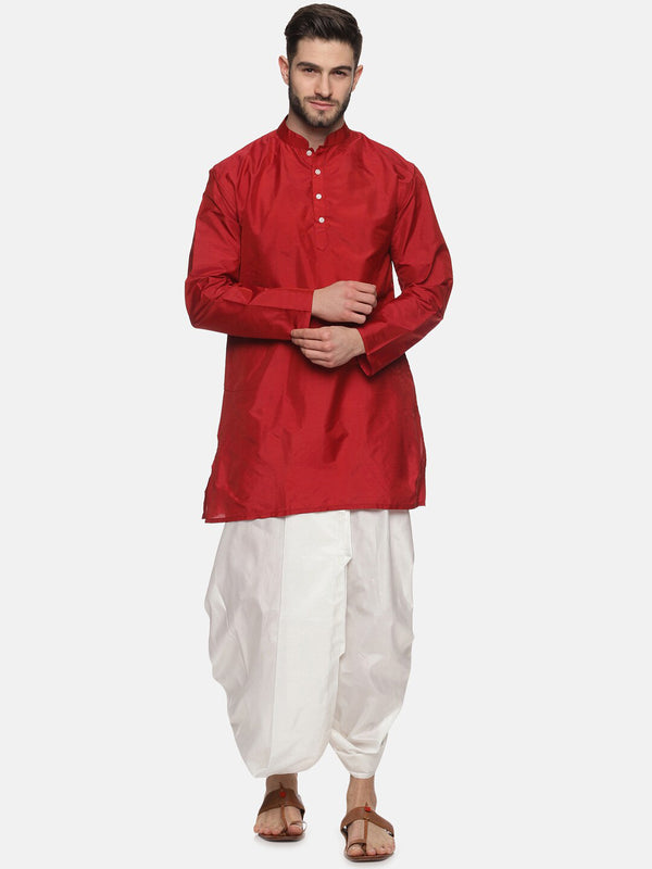 Sethukrishna Men Maroon Kurta with Dhoti Pants - Distacart