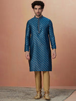 Thumbnail for Manyavar Men Ethnic Motifs Printed Full Sleeves Kurta With Churidar - Distacart