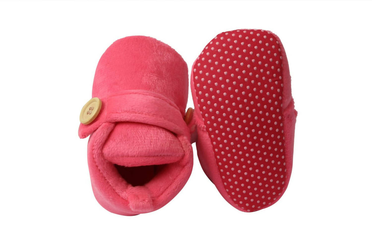 Tiny Bugs Unisex Soft Base Booties - Pink - Distacart