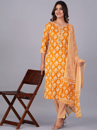 Thumbnail for Kalini Floral Printed Gotta Patti Straight Kurta With Trousers & Dupatta - Distacart