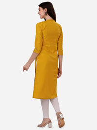 Thumbnail for HERE&NOW Yoke Design Mandarin Collar Thread Work Cotton Kurta - Distacart