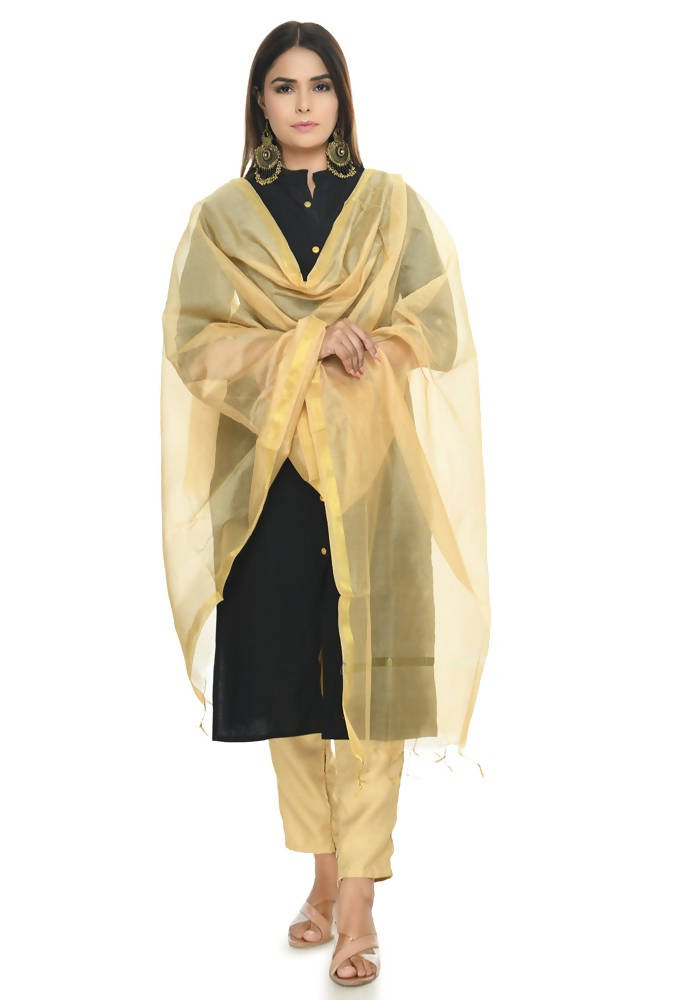 Mominos Fashion Golden Banarsi Piping Dupatta