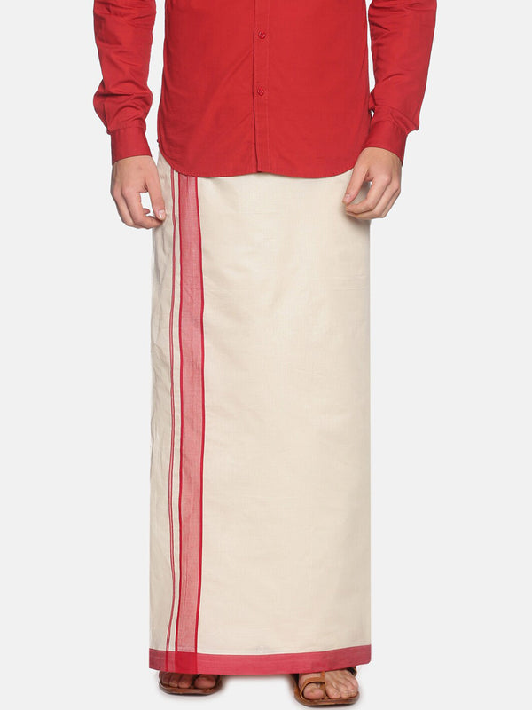 Sethukrishna Off White Traditional Kerala Double Mundu For Men - Distacart