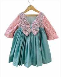 Thumbnail for ArthLife Green And Pink Net Dress - Distacart