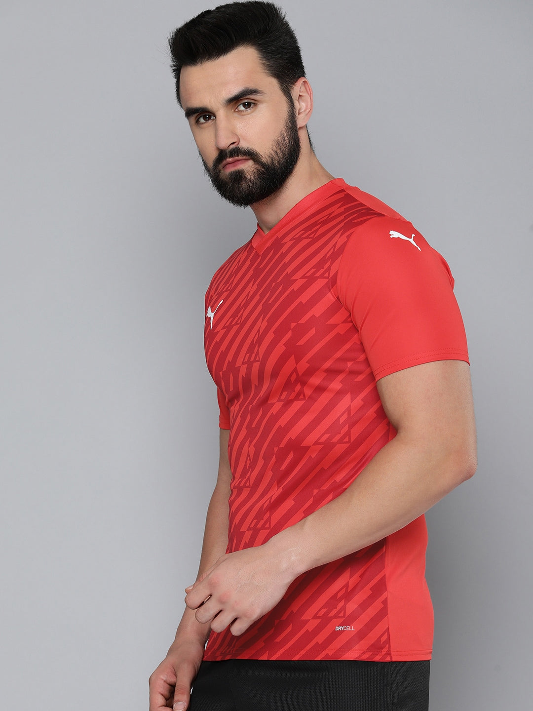 Puma teamULTIMATE Graphic Striped V-Neck dryCELL Slim Fit Football T-shirt - Distacart