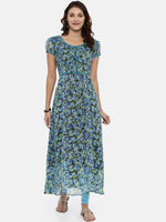 Thumbnail for Souchii Blue & Green Printed A-Line Kurta - Distacart