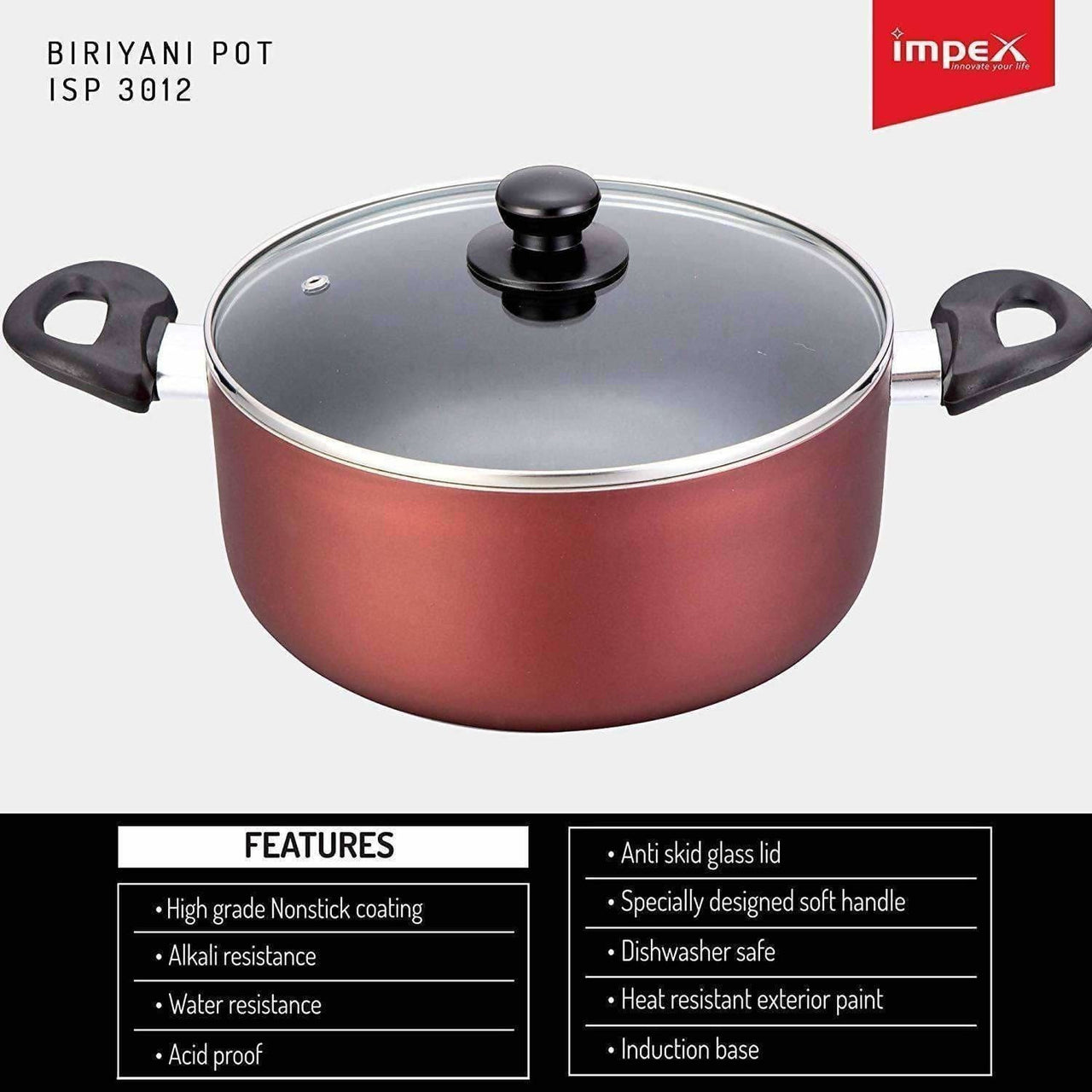 Nonstick Coated Aluminium Biriyani Pot (8 Litre,30 cm) - Distacart