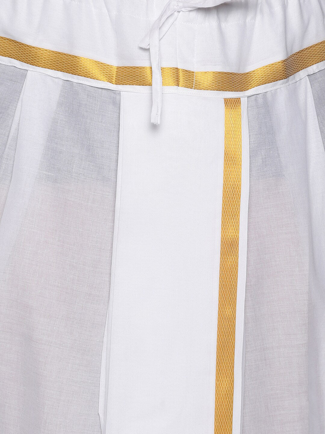 Sethukrishna Men White & Gold-Coloured Solid Readymade Cotton Dhoti Pant - Distacart