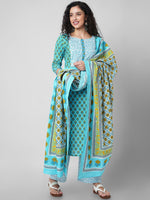 Thumbnail for Kalini Women Ethnic Motifs Printed Pure Cotton Kurta with Palazzos & With Dupatta - Distacart