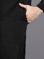 Thumbnail for Manyavar Men Black Floral Woven Deisgn Sequinned Kurta with Churidar - Distacart