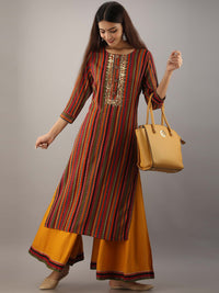 Thumbnail for Kalini Women Red Printed Kurta with Palazzos - Distacart