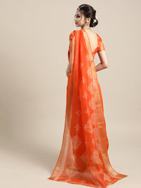 Thumbnail for Saree Mall Ethnic Motifs Linen Blend Saree with Woven Design Border - Distacart