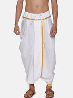 Thumbnail for Sethukrishna Men White Solid Readymade Cotton Dhoti - Distacart