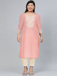 Thumbnail for Biba Floral Embroidered Cotton Kurta - Distacart