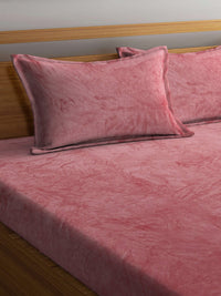Thumbnail for KLOTTHE Rust-Red Abstract Woolen 300TC King Fitted Bedsheet With 2 Pillow Covers - Distacart