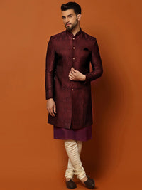 Thumbnail for KISAH Self-Design Cotton Sherwani Set - Distacart