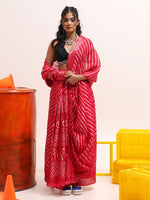 Thumbnail for Tikhi Imli Leheriya Jute Silk Ready to Wear Saree - Distacart