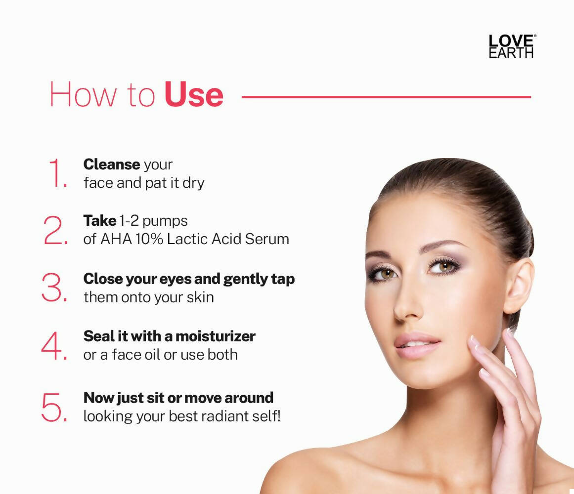 Love Earth AHA 10% Lactic Acid Serum - Distacart