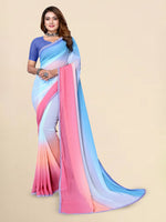 Thumbnail for Mitera Ombre Printed Pure Georgette Saree With Blouse Piece - Distacart