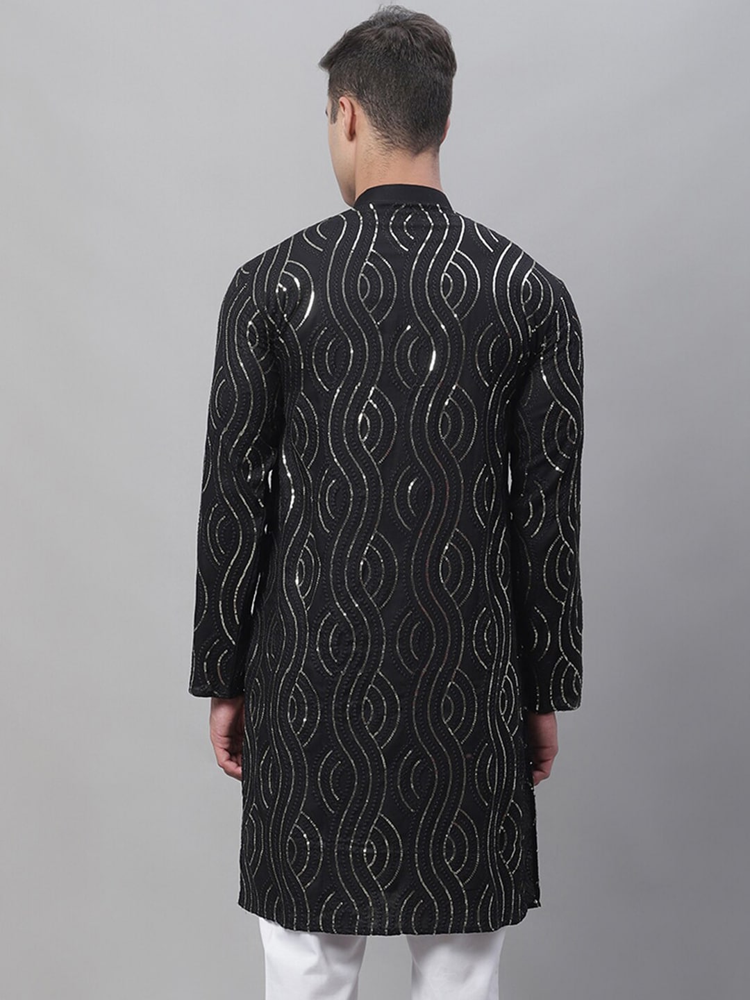 Sojanya Sequined Mandarin Collar Pure Cotton Kurta - Distacart